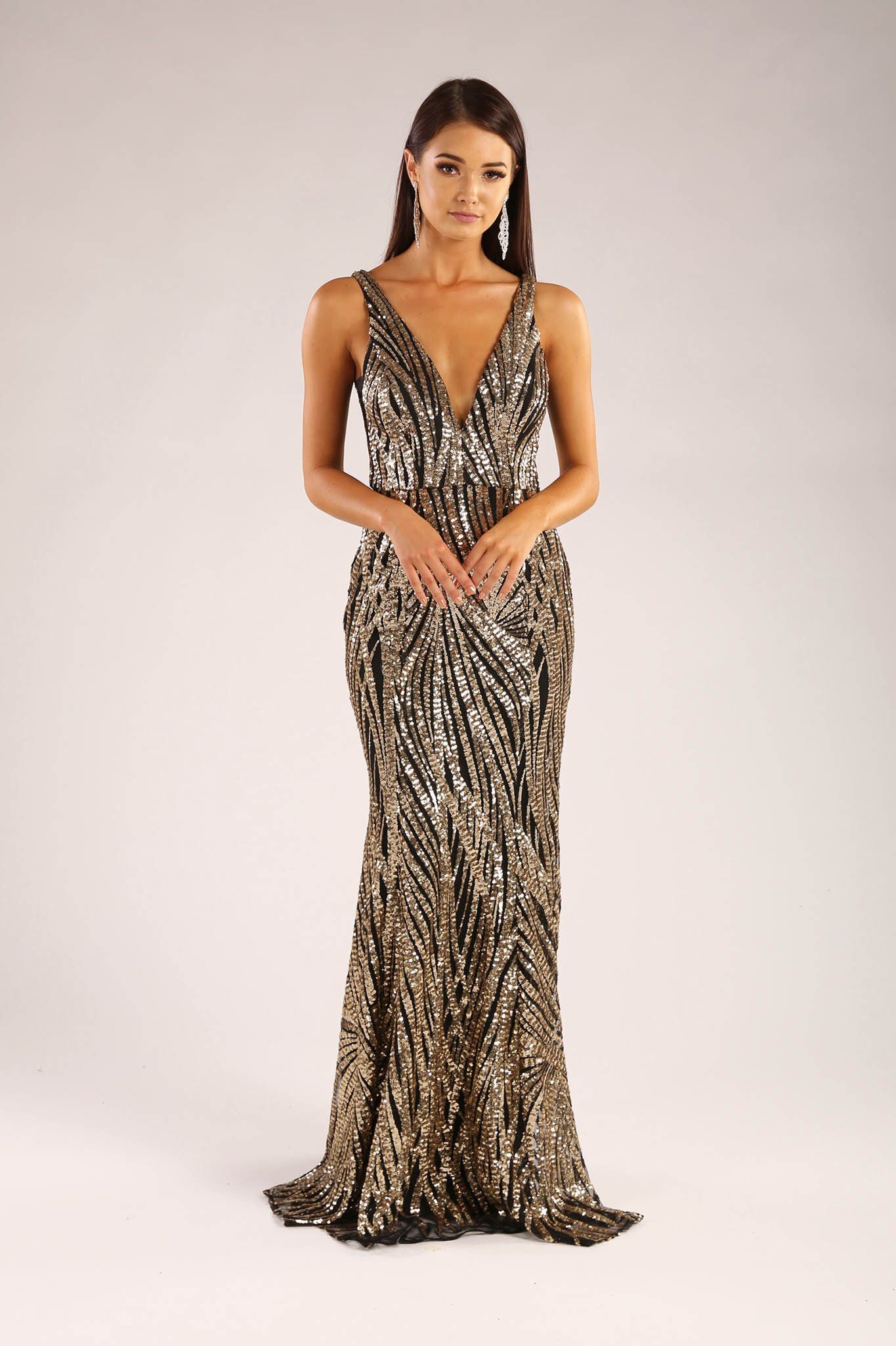 Sapphira Sequin Gown - Gold ☀ Black ...